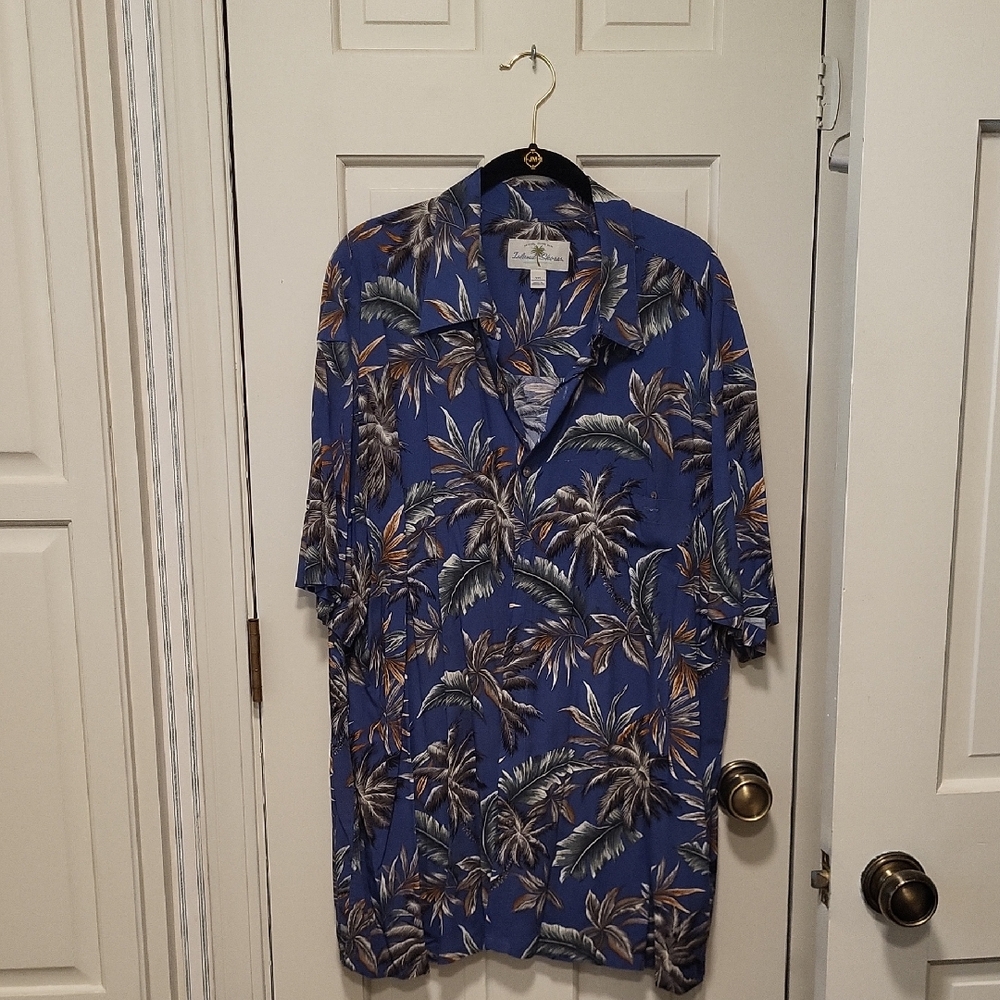Tropical Blue Palm Print Shirt Jacket